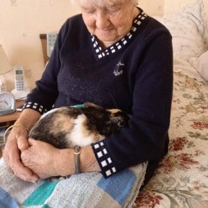 Lapin avec une personne âgée de l'EPHAD